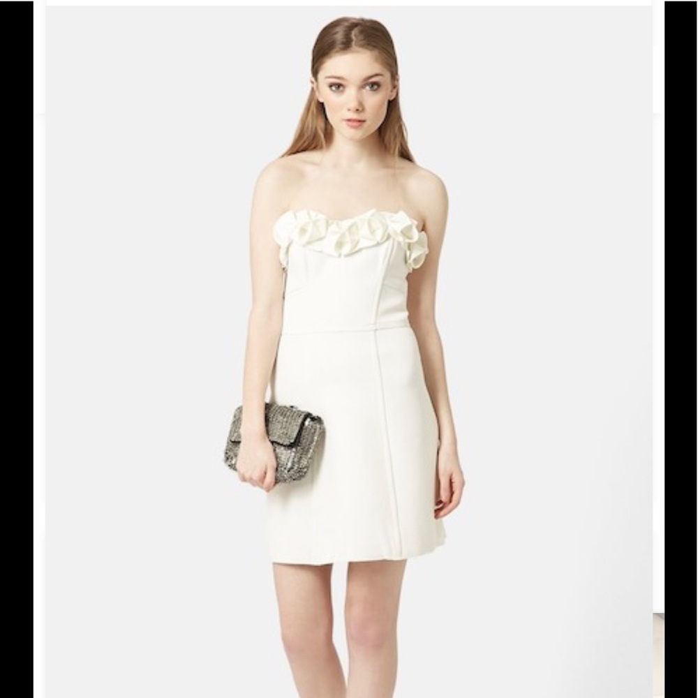 Topshop White Origami Rose Bandeau Dress